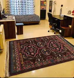 گبه ماشینی مینیاتور کاشان 400 شانه طرح باستان شکلاتی کد 197