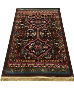 گبه ماشینی مینیاتور کاشان 400 شانه طرح باستان شکلاتی کد 197