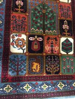 گبه ماشینی مینیاتور کاشان 400 شانه طرح شاهسون آبی کد 209