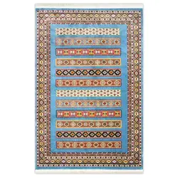 گبه ماشینی مینیاتور کاشان 400 شانه طرح پالیز آبی کد 211