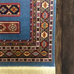 گبه ماشینی مینیاتور کاشان 400 شانه طرح پالیز آبی کد 211