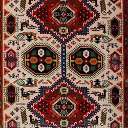 گبه ماشینی مینیاتور کاشان 400 شانه طرح باستان کرم کد 179
