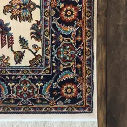 گبه ماشینی مینیاتور کاشان 400 شانه طرح افشان کرم کد 206