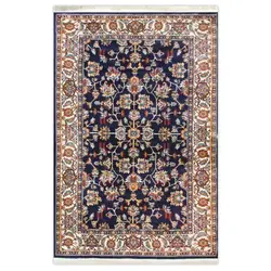 گبه ماشینی مینیاتور کاشان 400 شانه طرح افشان سرمه‌ای کد 203