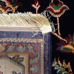 گبه ماشینی مینیاتور کاشان 400 شانه طرح افشان سرمه‌ای کد 203