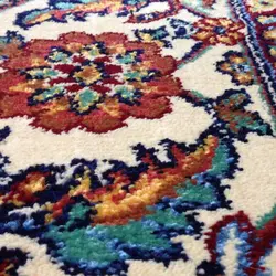 گبه ماشینی مینیاتور کاشان 400 شانه طرح افشان سرمه‌ای کد 203
