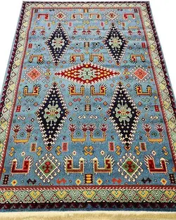 گبه ماشینی مینیاتور کاشان 400 شانه طرح سروش آبی کد 199