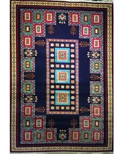 گبه ماشینی مینیاتور کاشان 400 شانه طرح محراب سرمه‌ای کد 183