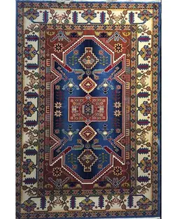گبه ماشینی مینیاتور کاشان 400 شانه طرح صدف آبی کد 181