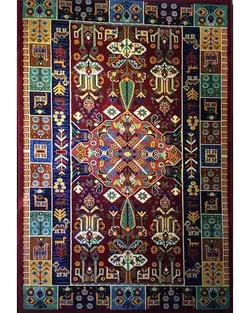 گبه ماشینی مینیاتور کاشان 400 شانه طرح قشقایی لاکی کد 173