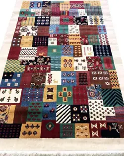 گبه ماشینی مینیاتور کاشان 400 شانه طرح نیکو کرم کد 214