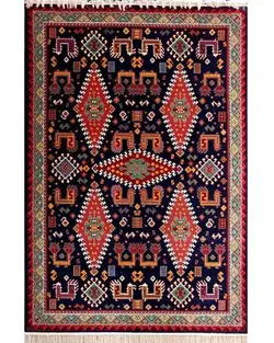 گبه ماشینی مینیاتور کاشان 400 شانه طرح سروش سرمه‌ای کد 165