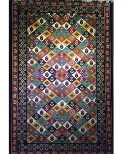 گبه ماشینی مینیاتور کاشان 400 شانه طرح گندم سرمه‌ای کد 166