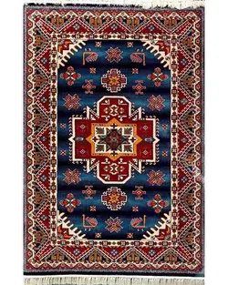 گبه ماشینی مینیاتور کاشان 400 شانه طرح پروا سرمه‌ای کد 158