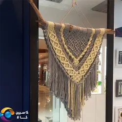 دیوارکوب مکرومه برگ کد090 - دکوری آویزی مکرومه دورنگ