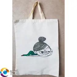 ساک دستی پارچه ای طرح دخترک خسته - خرید ساک دستی خرید پارچه ای طرح دار - کاسپین کالا