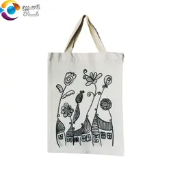 ساک دستى پارچه اى طرح خانه و گل - ساک پارچخ‌ای خرید دست دوز - کاسپین کالا