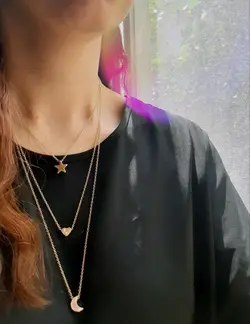 گردنبند سه لایه ماه و ستاره