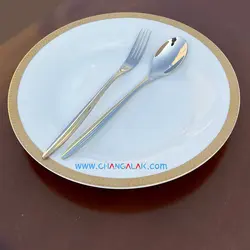 سرویس قاشق چنگال نیمه طلایی پالرمو طرح پیاچنزا - چنگالک
