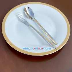 سرویس قاشق چنگال نیمه طلایی پالرمو طرح پیاچنزا - چنگالک