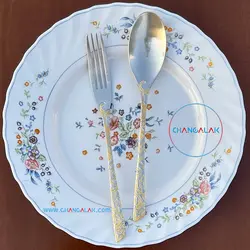 سرویس قاشق چنگال نیمه طلایی مات رزنتال طرح تریز روتز - چنگالک