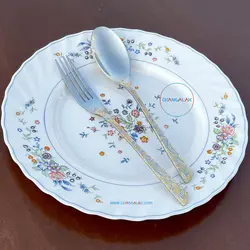سرویس قاشق چنگال نیمه طلایی مات رزنتال طرح تریز روتز - چنگالک