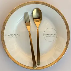 سرویس قاشق چنگال طلایی مات ورسا طرح موندرکینگن - چنگالک