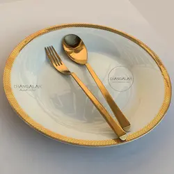 سرویس قاشق چنگال طلایی مات ورسا طرح موندرکینگن - چنگالک
