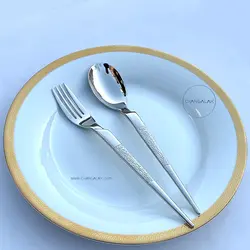 سرویس قاشق چنگال ماتُ براق پالرمو طرح تاپیتو - چنگالک