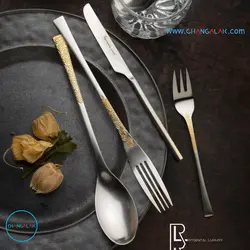 سرویس قاشق چنگال رزنتال نیمه طلایی طرح زولینگن - چنگالک