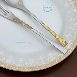 سرویس قاشق چنگال رزنتال نیمه طلایی طرح زولینگن - چنگالک