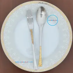 سرویس قاشق چنگال رزنتال نیمه طلایی طرح زولینگن - چنگالک