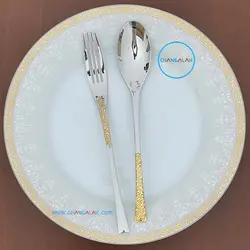 سرویس قاشق چنگال نیمه طلایی رزنتال طرح زولینگن - چنگالک