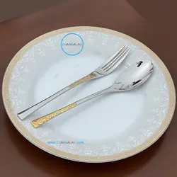 سرویس قاشق چنگال نیمه طلایی رزنتال طرح زولینگن - چنگالک