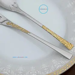 سرویس قاشق چنگال نیمه طلایی رزنتال طرح زولینگن - چنگالک