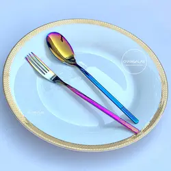 قاشق چنگال هفت رنگ طرح نویبورگ برند VERSA - چنگالک