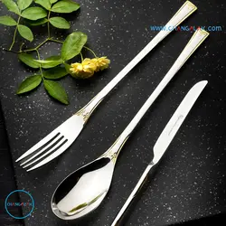 سرویس قاشق چنگال نیمه طلایی رزنتال طرح برمرهافن - چنگالک