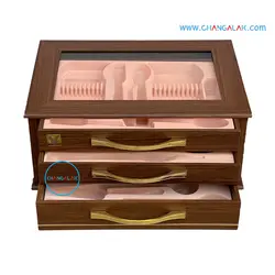 کنسول قاشق چنگال چوبی سه کشو قهوه ای روشن برند VERSA - چنگالک