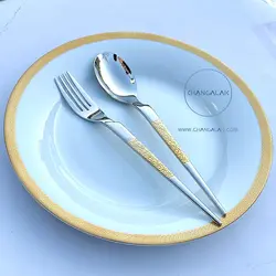 ست رومیزی قاشق چنگال پالرمو نیمه طلایی طرح تاپیتو - چنگالک
