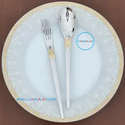 سرویس قاشق چنگال نیمه طلایی رزنتال طرح زیگن - چنگالک