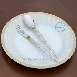 سرویس قاشق چنگال نیمه طلایی رزنتال طرح زیگن - چنگالک