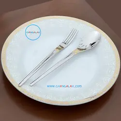 سرویس قاشق چنگال نیمه طلایی رزنتال طرح زیگن - چنگالک