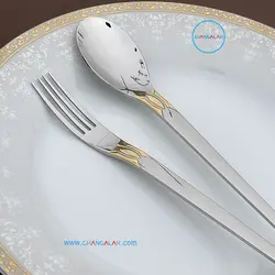 سرویس قاشق چنگال نیمه طلایی رزنتال طرح زیگن - چنگالک