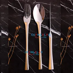 سرویس قاشق چنگال نیکولاس نیمه طلایی مات طرح نیو دوبلن - چنگالک