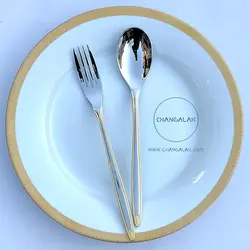 ست رومیزی قاشق چنگال پالرمو دور طلایی طرح مسینا - چنگالک