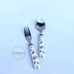 قاشق چنگال گل دار مدل Larry - چنگالک