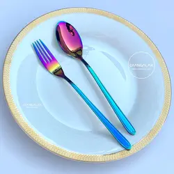 قاشق چنگال هفت رنگ طرح اینسبورک برند VERSA - چنگالک