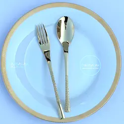 سرویس قاشق چنگال طلایی نیکولاس طرح فرارا - چنگالک