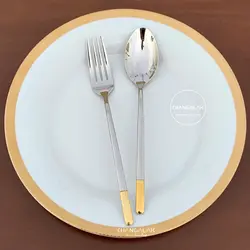 سرویس قاشق چنگال فیلیکس نیمه طلایی طرح بوکسبورگ - چنگالک