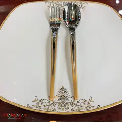 سرویس قاشق چنگال نیکولاس نیمه طلایی طرح فرایبورگ - چنگالک